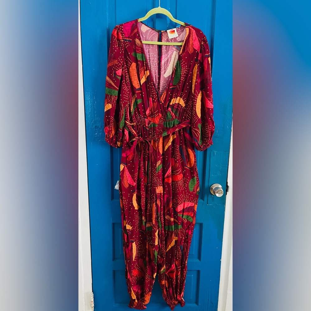 Anthropologie Farm Rio Wrap Jumpsuit Multicolor